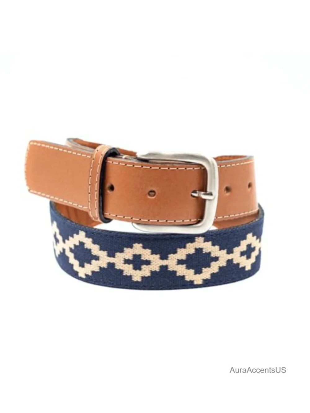 Handmade Woven Leather Golf Belt for Men 1.38in Wide